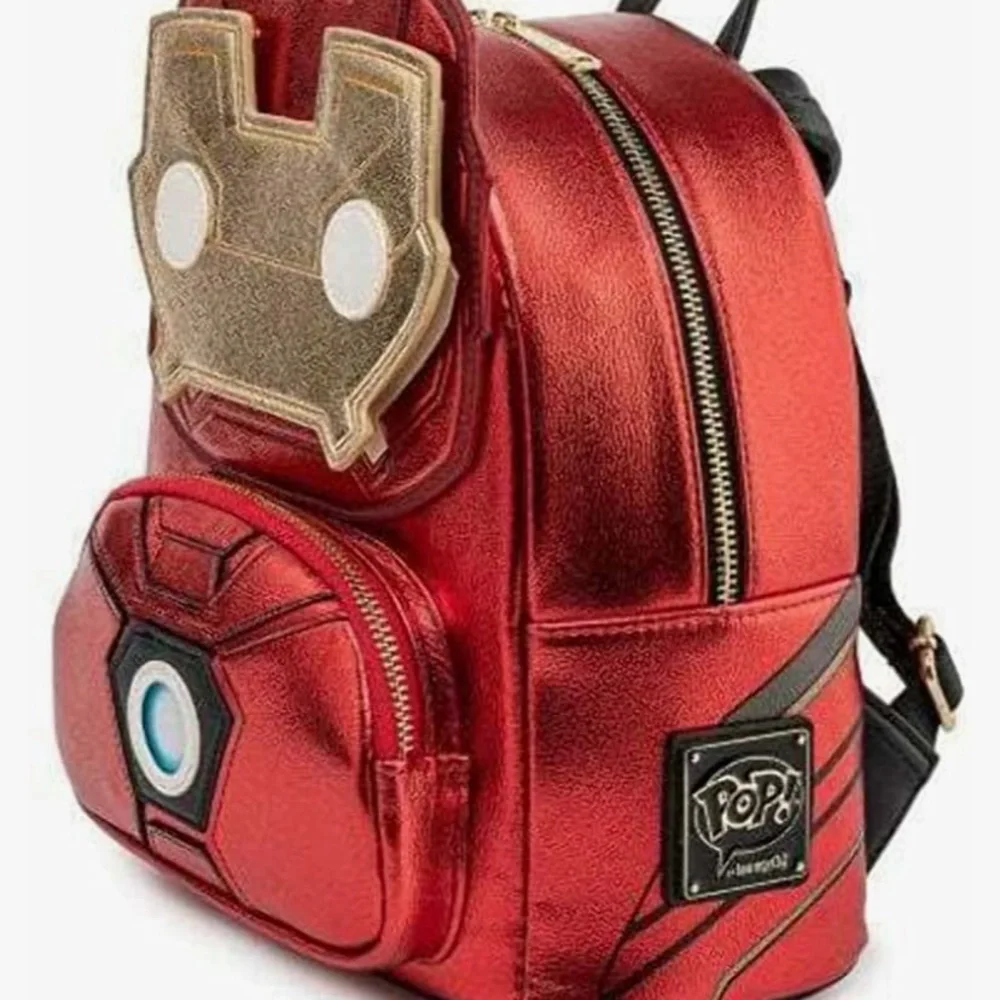 Loungefly x Marvel Pop! Iron Man‎ Light Up Mini Backpack Metallic Leather